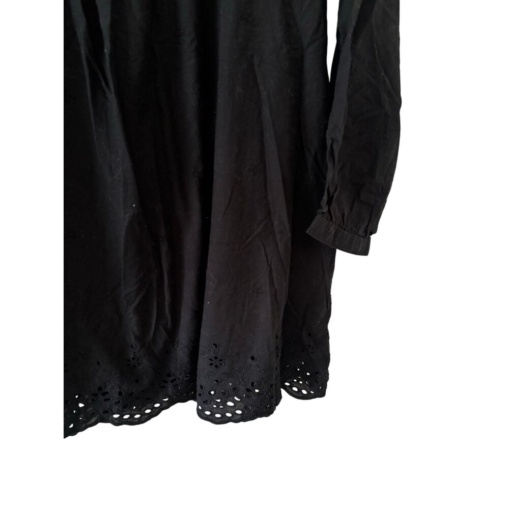 Urban Outfitters Black Eyelet Babydoll Mini Dress Long Sleeve Women’s XS Boho - Picture 6 of 9